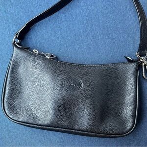 Longchamp Vintage Leather Mini Hobo Pochette Zip Shoulder Bag Wristlet